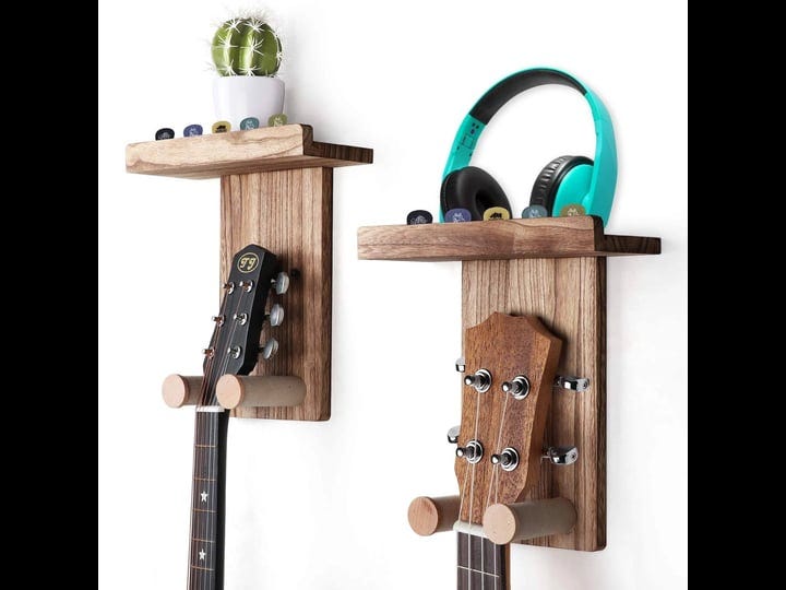 keebofly-guitar-wall-mount2-pack-guitar-wall-hanger-holder-guitar-hanger-shelf-with-pick-holder-wood-1