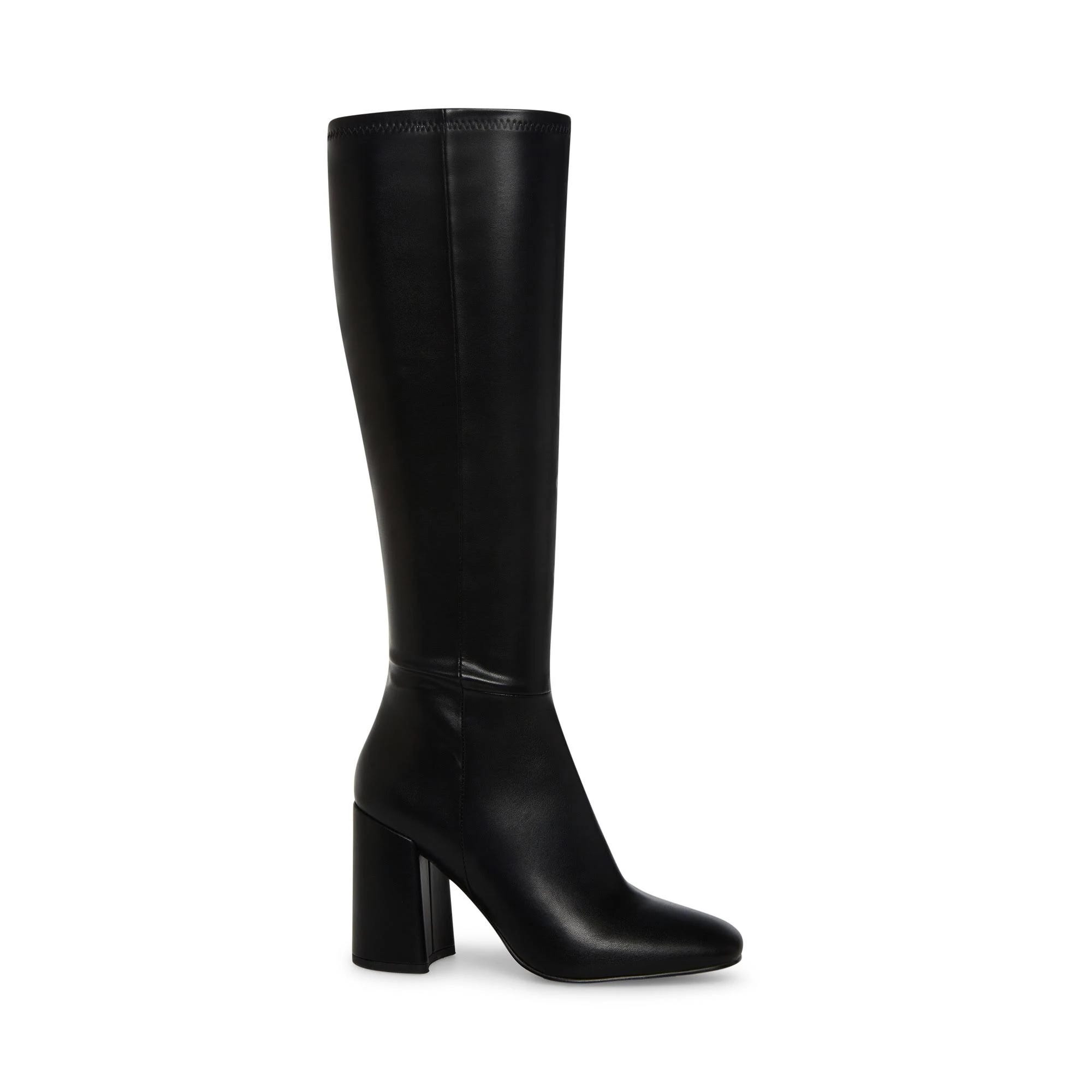 Black Knee-High Boot with Padded Footbed and Zipper Closure | Image
