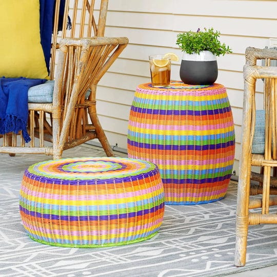 household-essentials-handwoven-resin-barrel-side-table-multicolor-1