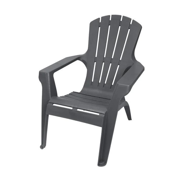 Flat Gray Resin Adirondack Chair for Outdoor Relaxation | Image