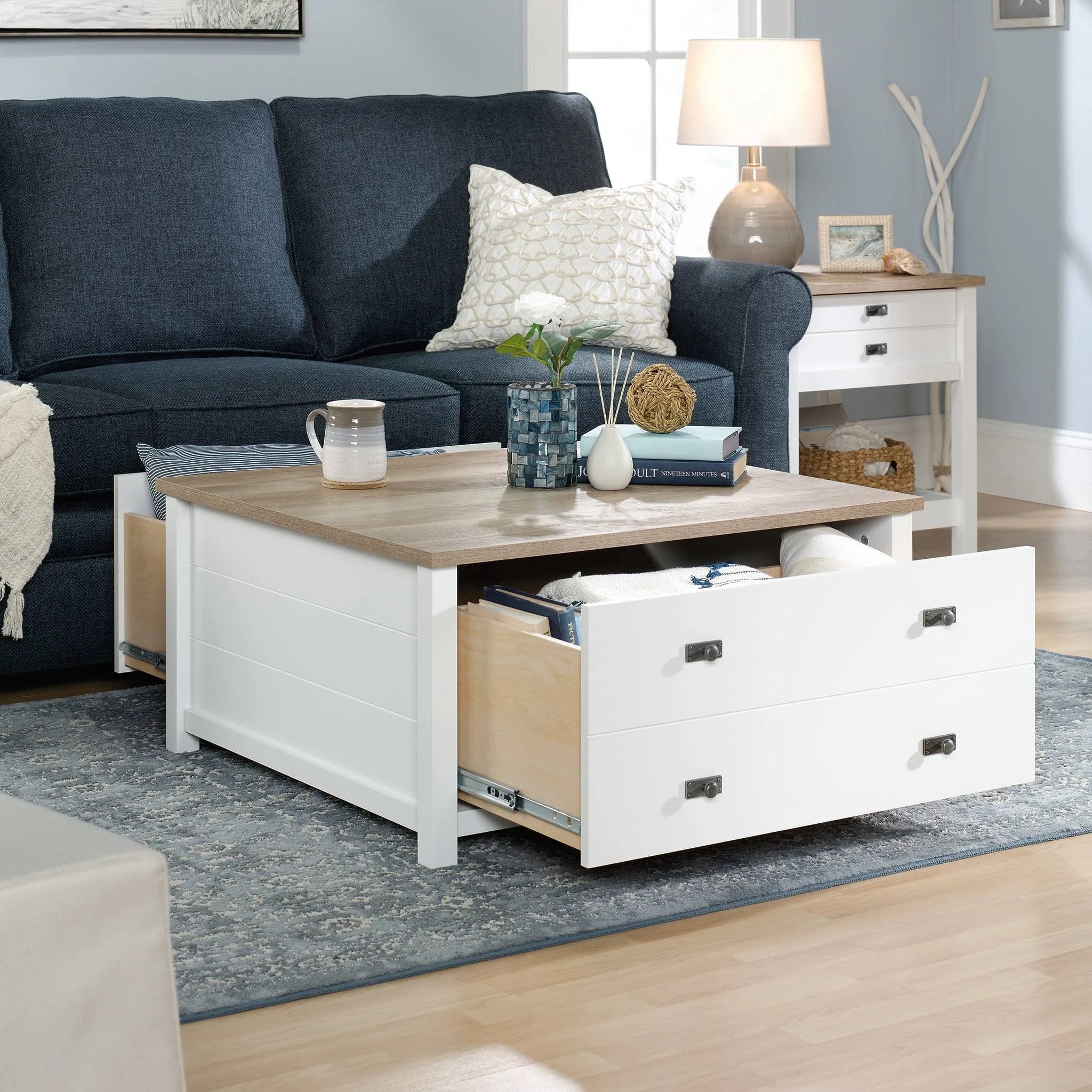 Sauder Soft White Cottage Road Storage Coffee Table | Image