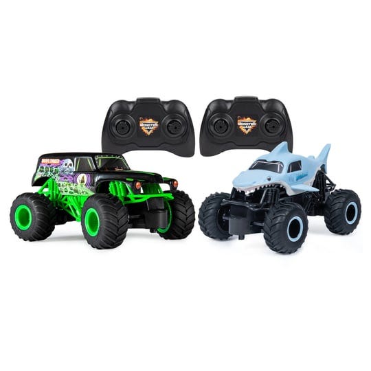 monster-jam-official-grave-digger-vs-megalodon-racing-rivals-remote-control-trucks-1-24-scale-1