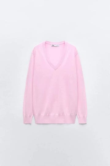 zara-basic-v-neck-knit-sweater-pink-women-1