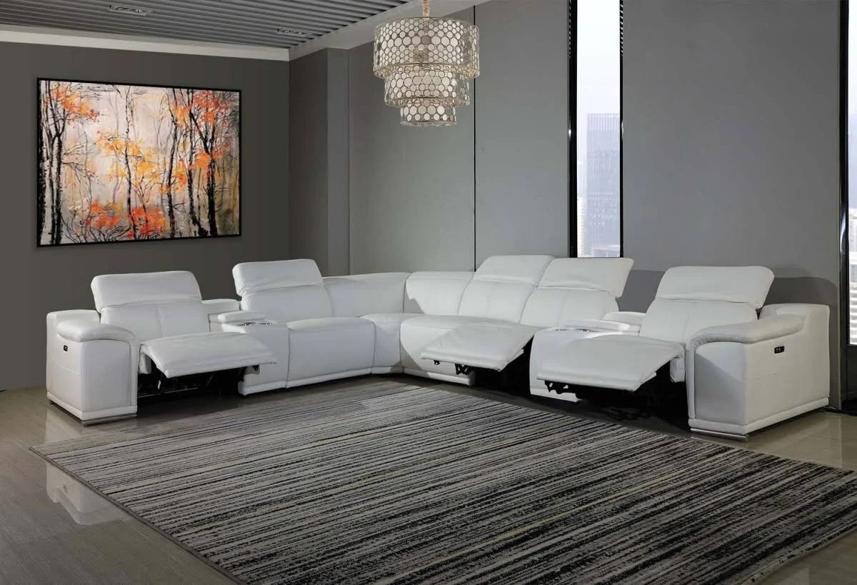 Modern White Power Reclining Sectional Sofa | Image