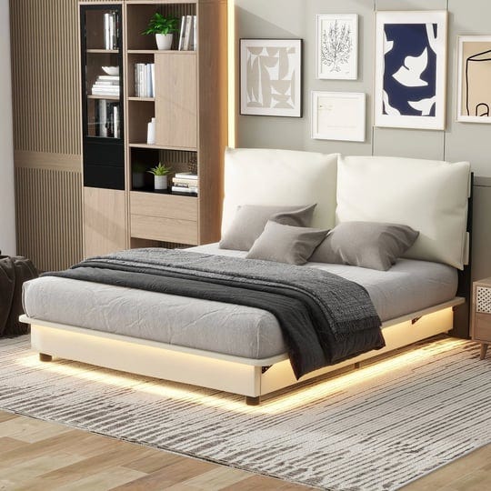 floating-bed-frame-low-profile-bed-upholstered-platform-bed-white-queen-1