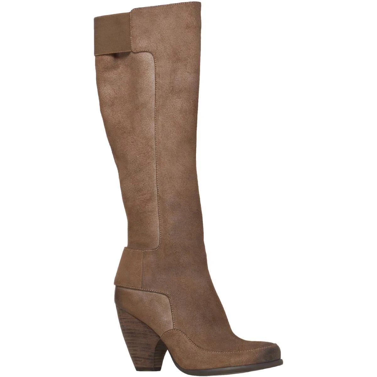 Knee-High Suede Stacked Heel Boot with Classic Design | Image