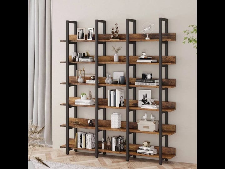 oneinmil-bookcase-and-bookshelves-triple-wide-6-tiers-large-open-shelves-vintage-bookcase-for-office-1