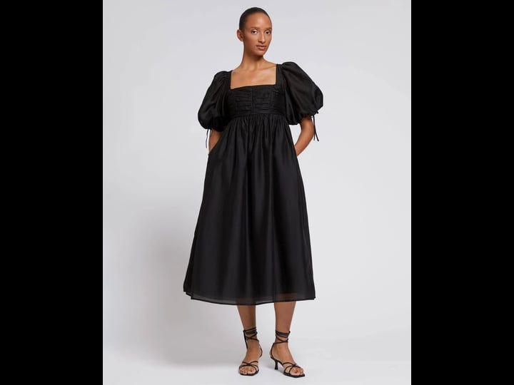 other-stories-puff-sleeve-lace-up-back-dress-in-black-at-nordstrom-size-3