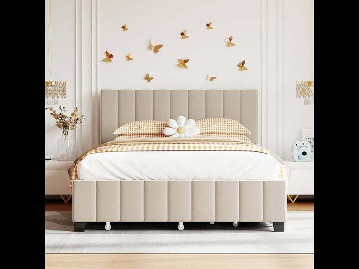 queen-size-velvet-upholstered-platform-bed-with-1-twin-xl-trundle-and-2-storage-drawers-wooden-bed-f-1