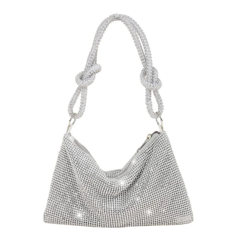 Rhinestone Embellished Evening Hobo Bag for Parties | Image