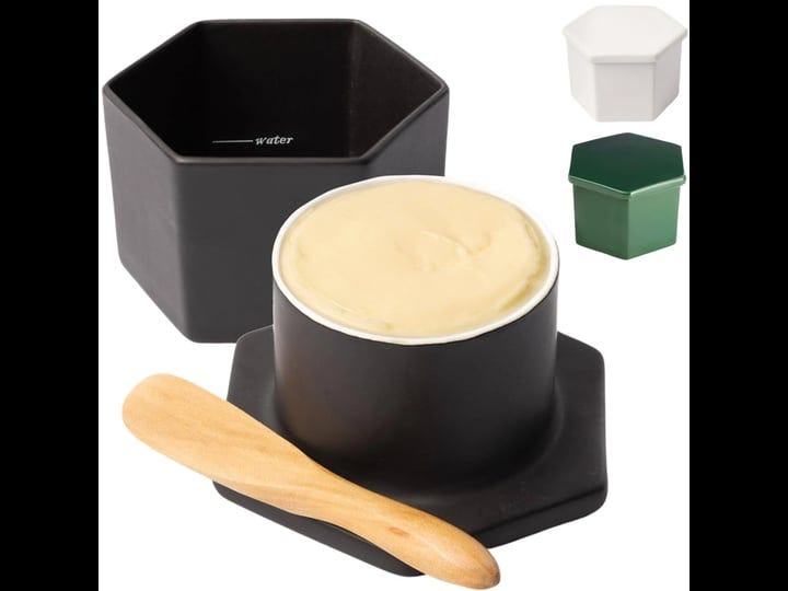 french-butter-crock-w-lid-wood-spreading-knife-matte-black-butter-keeper-modern-hexagon-shape-butter-1
