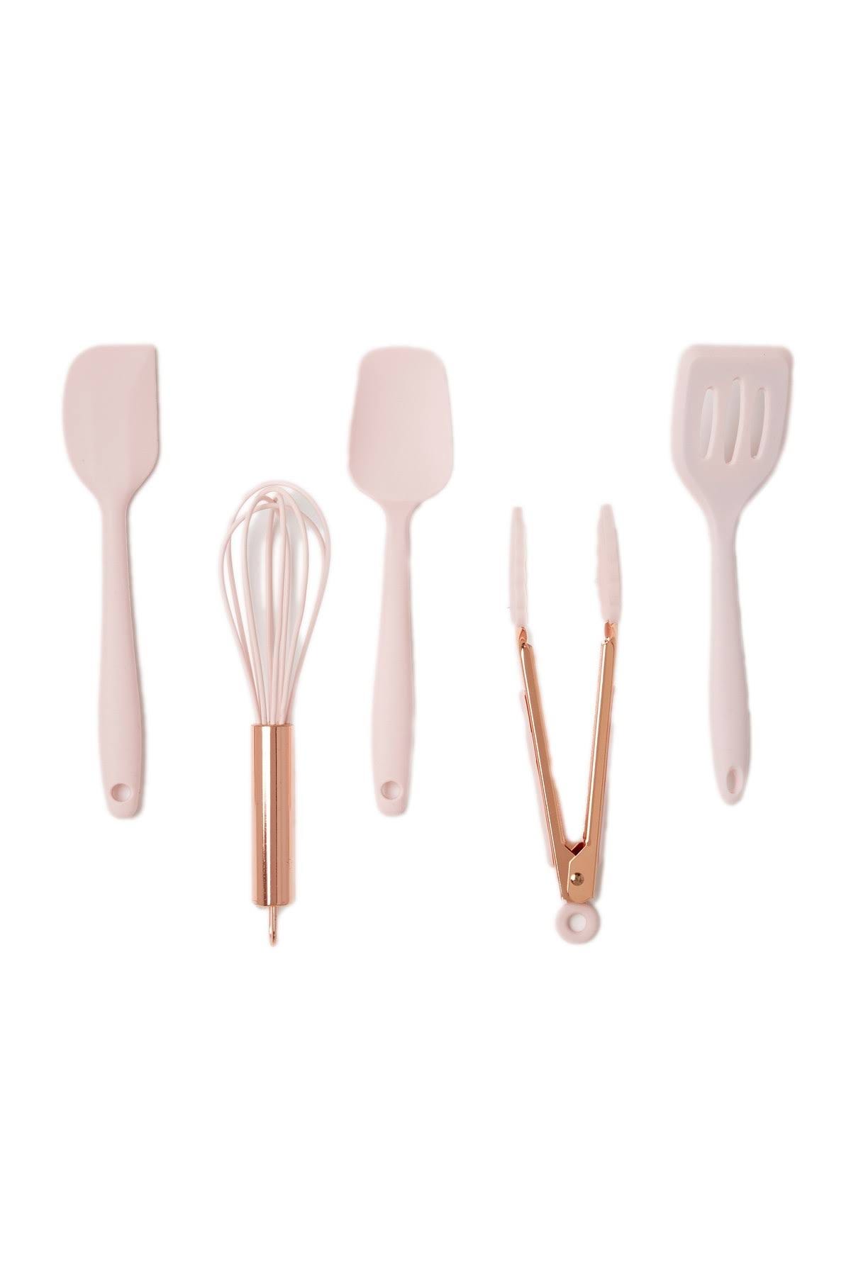 Pink and Rose Gold Silicone Mini Kitchen Utensils Set | Image