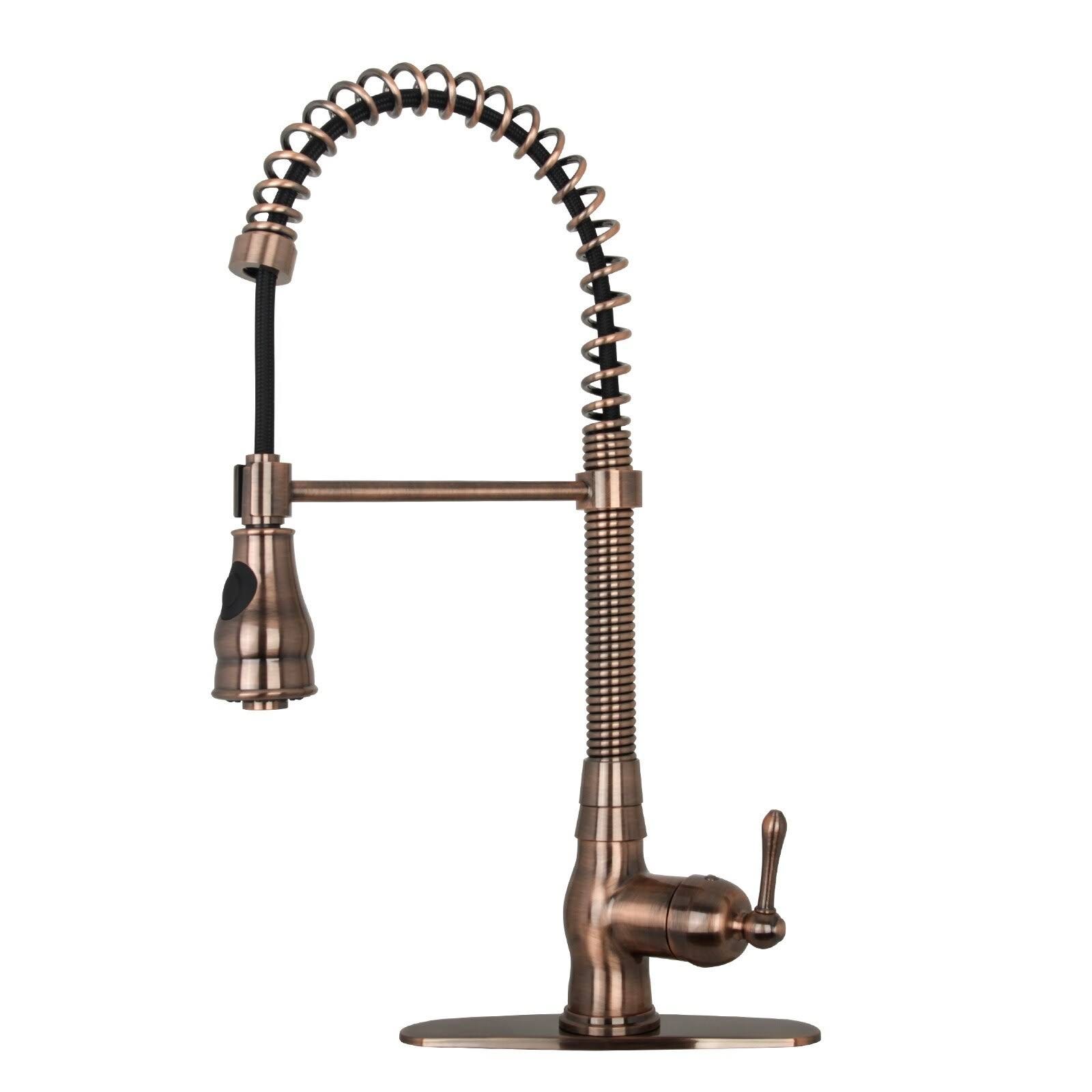 Antique Copper Pre-Rinse Kitchen Faucet with Pull-Down Sprayer | Image