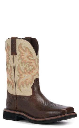 mens-justin-boots-wk-4683-stampede-11-in-work-boot-in-brown-cream-size-9-medium-1