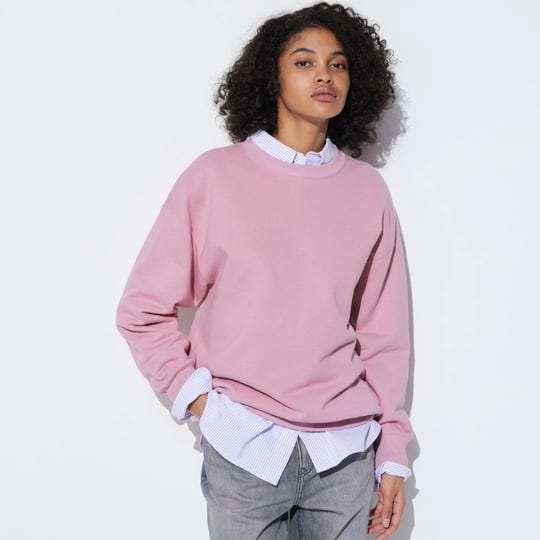 womens-crew-neck-long-sleeve-sweatshirt-pink-medium-uniqlo-us-1