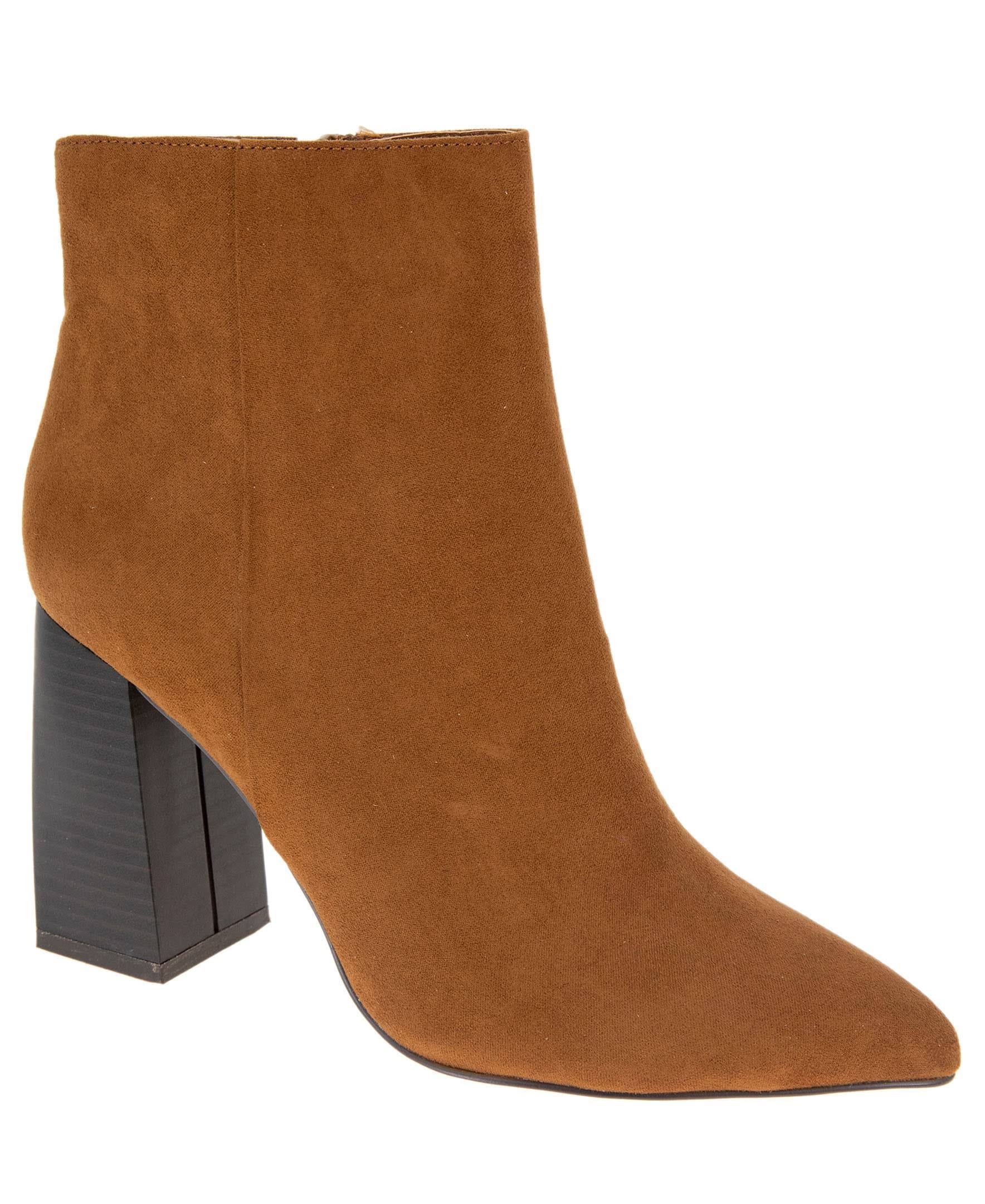 Camel-Hued Pointed Toe Block Heel Booties | Image