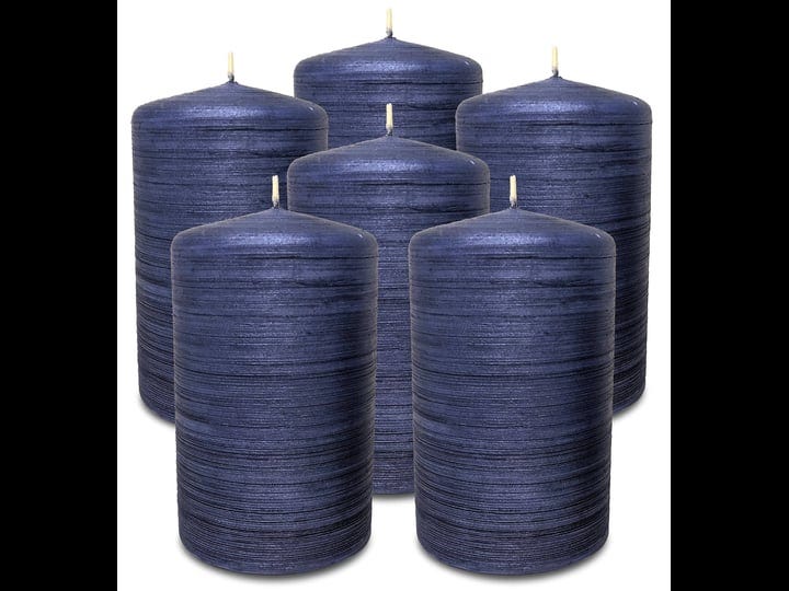 hyoola-brushed-metallic-pillar-candles-6-pack-navy-blue-pillar-candles-european-made-decorative-pill-1