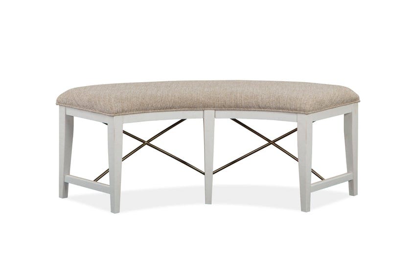 magnussen-home-heron-cove-chalk-white-upholstered-curved-bench-1