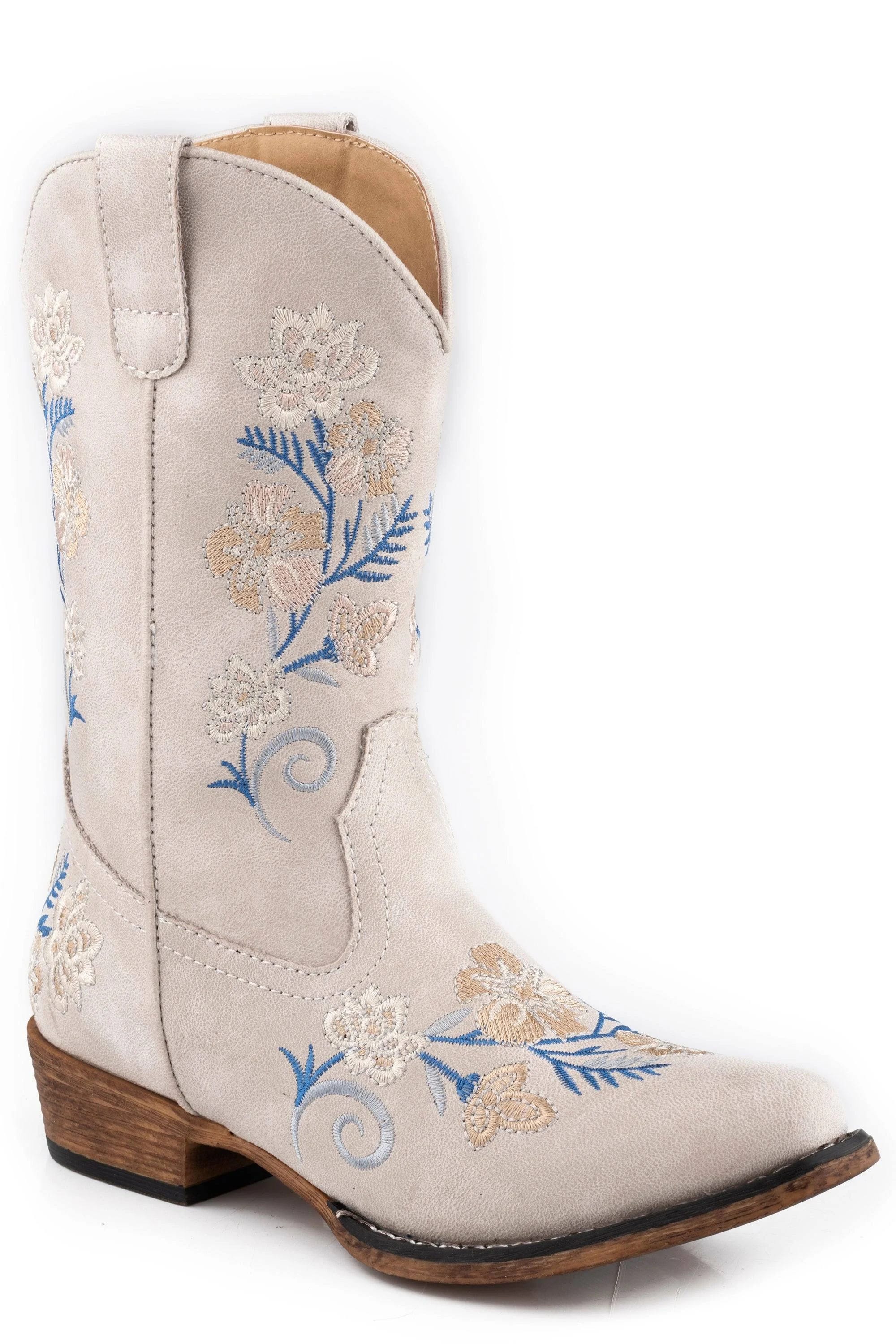 Stylish Western Flower Embroidered Cowboy Boots for Girls | Image