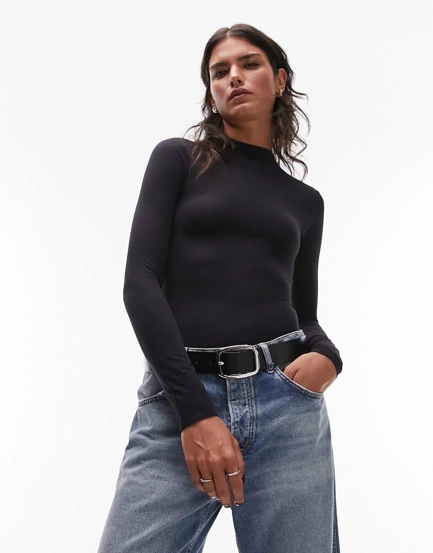 Topshop Supersoft Turtleneck Bodysuit in Stretchy Cotton & Nylon | Image