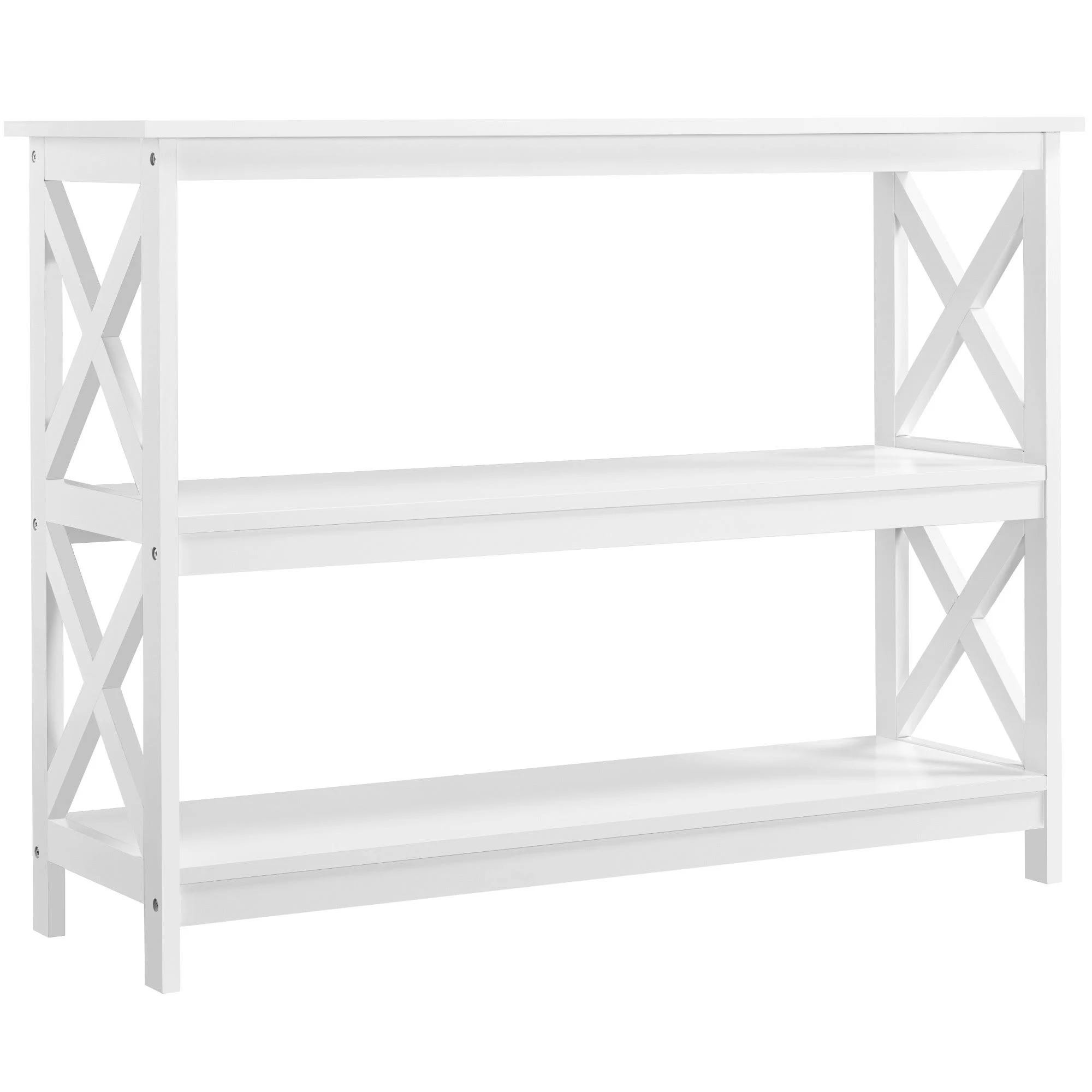 Yaheetech 3-Tier White Console Table: Modern Entryway Design | Image