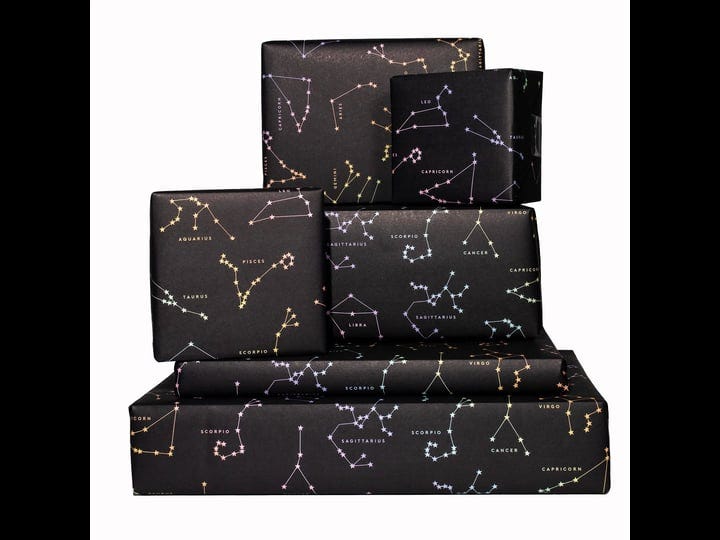 central-23-black-wrapping-paper-6-sheets-of-gift-wrap-constellations-zodiac-magic-for-girls-boys-wom-1