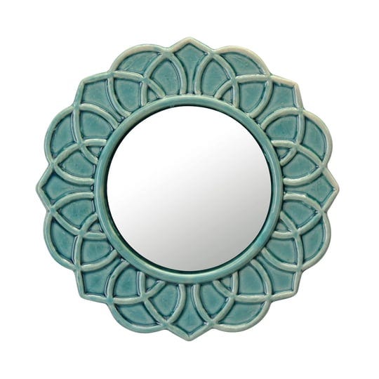 stonebriar-decorative-round-turquoise-floral-ceramic-wall-hanging-mirror-1