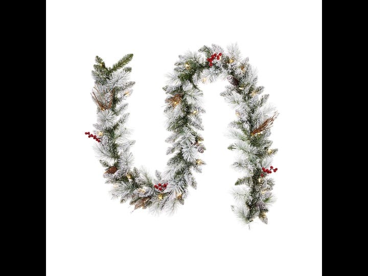 noma-snow-dusted-berry-9-ft-pre-lit-christmas-garland-home-holiday-mantle-decor-1