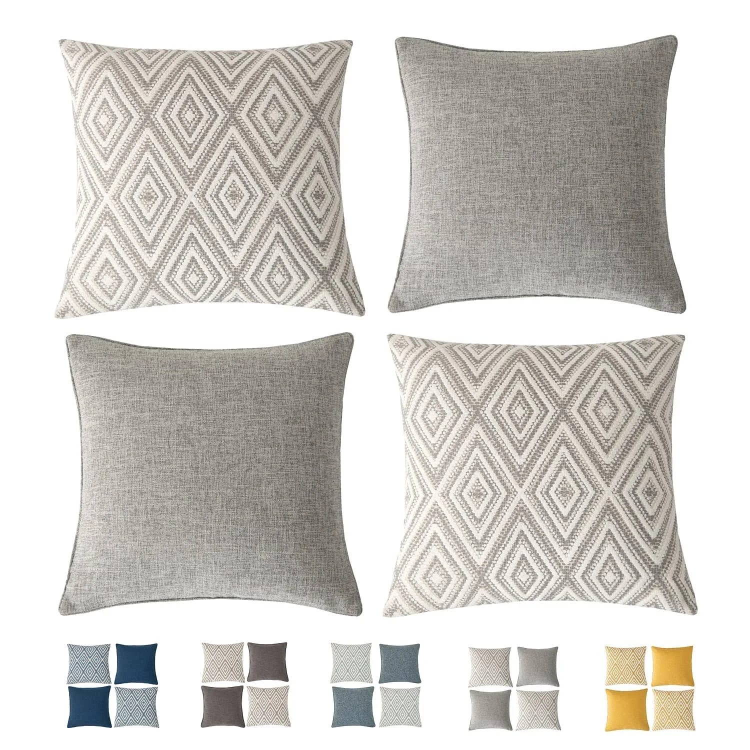 Linen Geometric Throw Pillow Covers Set of 4 | Image