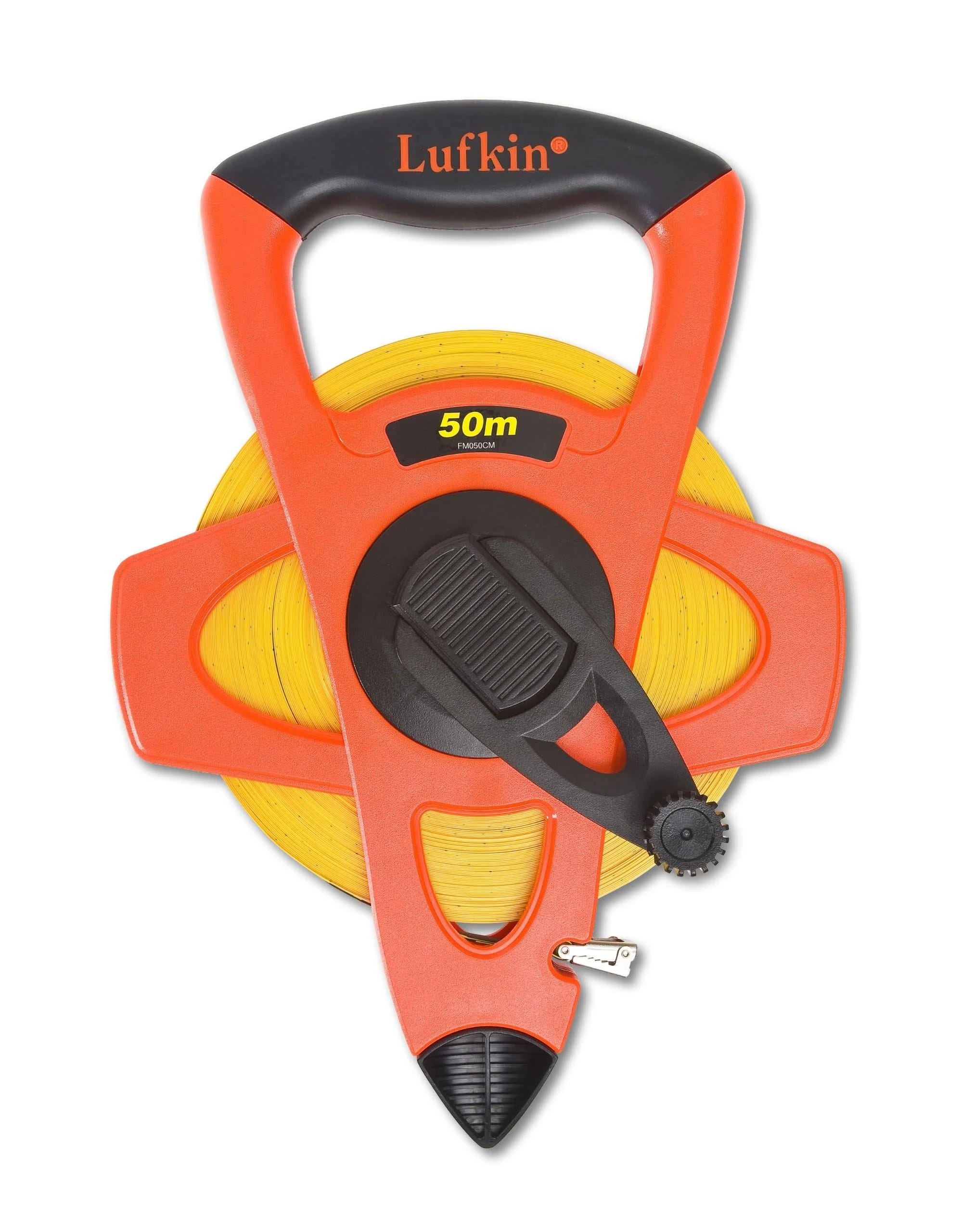 Lufkin FM050CM Fiberglass Tape Metric - Hi-Viz Orange Case and Four-Arm Frame Design | Image