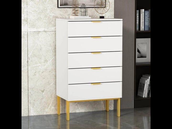 5-drawer-white-wood-dresser-chest-of-drawer-storage-cabinet-organizer-with-metal-leg-1