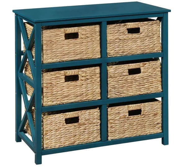 ehemco-3-tier-x-side-end-storage-cabinet-with-6-wicker-baskets-teal-1