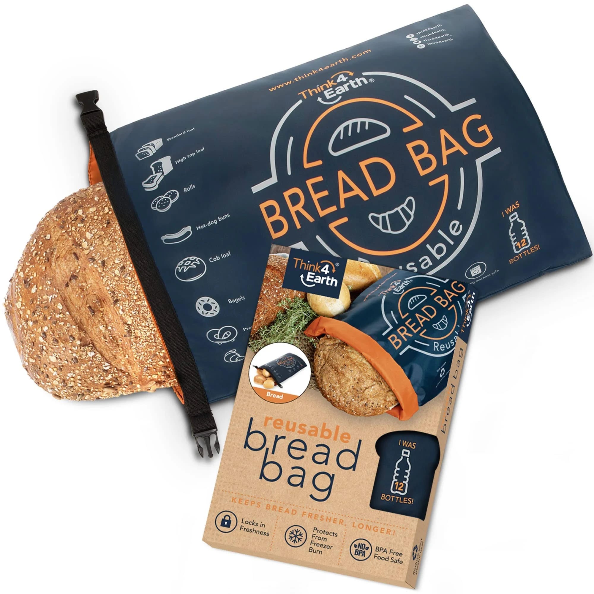 Patent-Pending Reusable Bread Bag for Fresh Storage and Freezer-Friendly Usage | Image