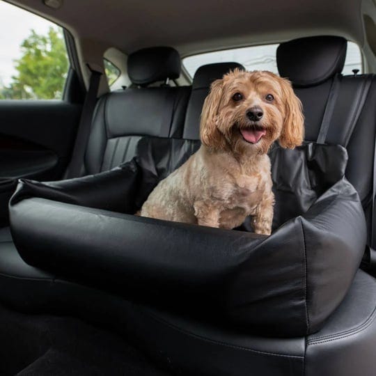 pupprotector-faux-leather-memory-foam-dog-car-bed-black-double-seat-36-x-18-x-13-1