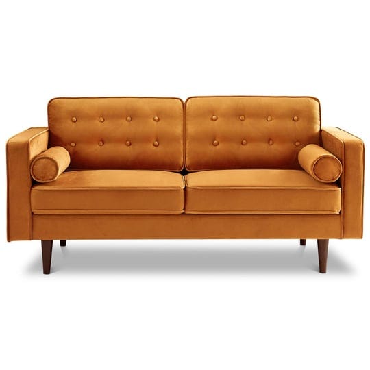 ashcroft-casey-velvet-loveseat-orange-1