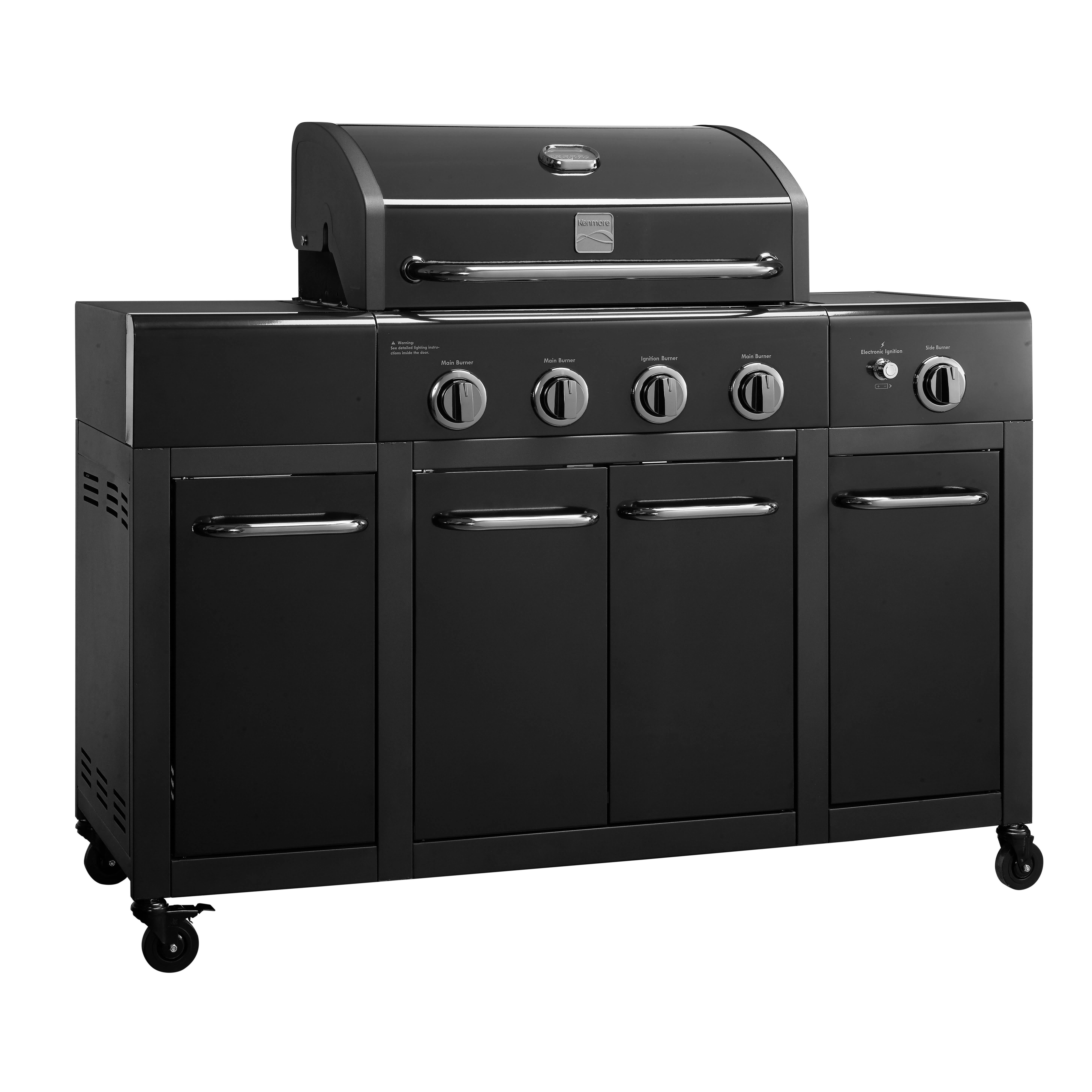 Kenmore Compact 4-Burner Gas Grill with Storage Black | Image