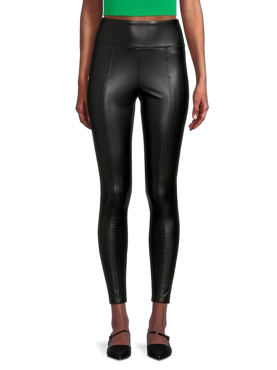 Saks Fifth Avenue Black High Rise Faux Leather Leggings - Size XS | Image