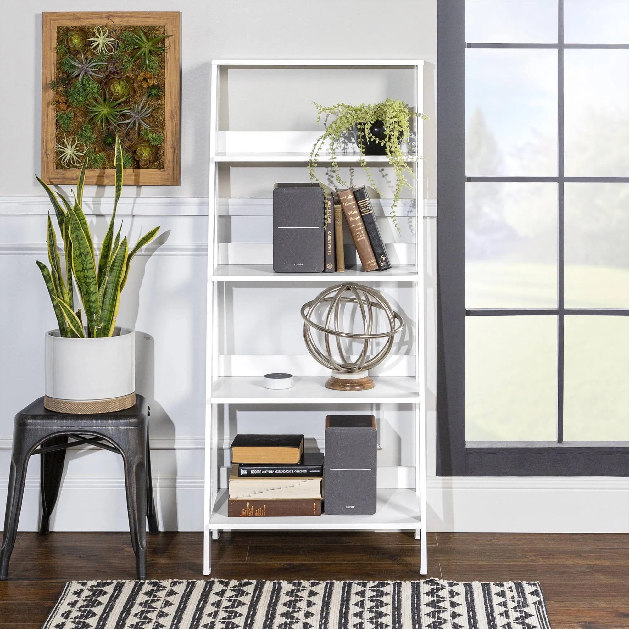 Manor Park White 4-Shelf Wood Bookshelf | Image