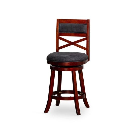 simplie-fun-24-counter-height-x-back-swivel-stool-cherry-finish-charcoal-fabric-seat-1