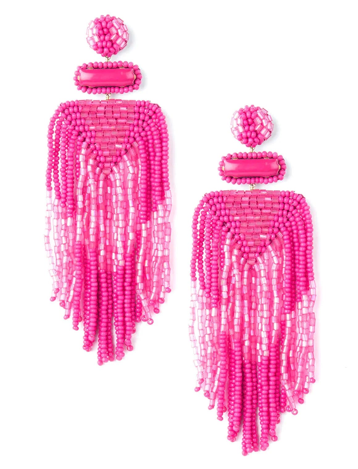 Meticulously Hand-Crafted Jody Hot Pink Bejeweled Earrings | Image