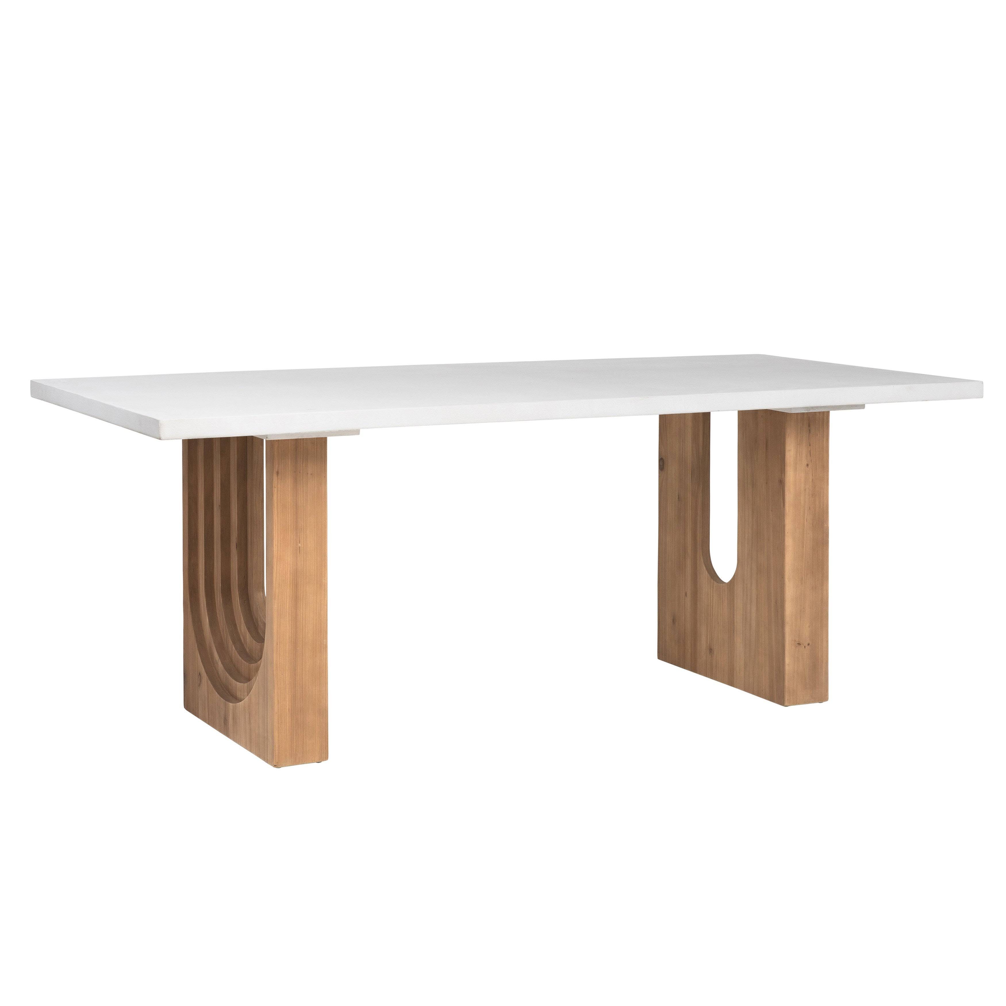 Stylish Concrete and Pine White Dining Table | Image