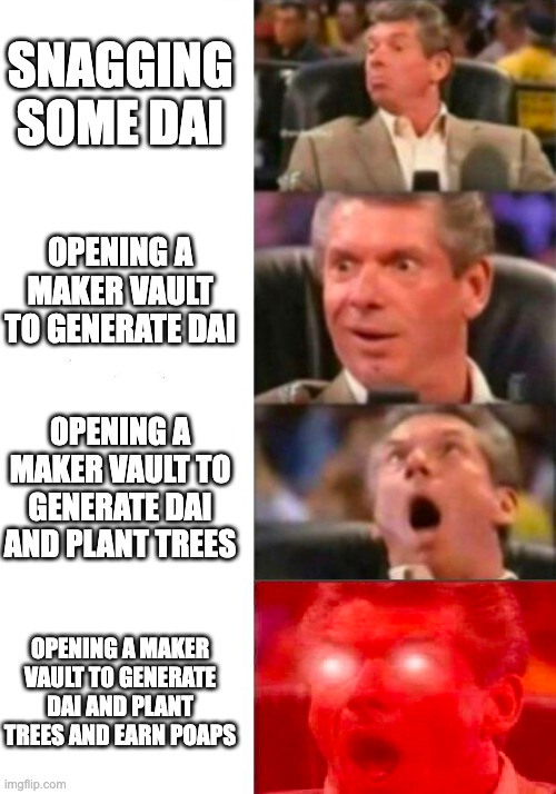 The WWE Commissioner gets more and more excited as he learns about each new Maker Vault integration and what they mean for Dai.