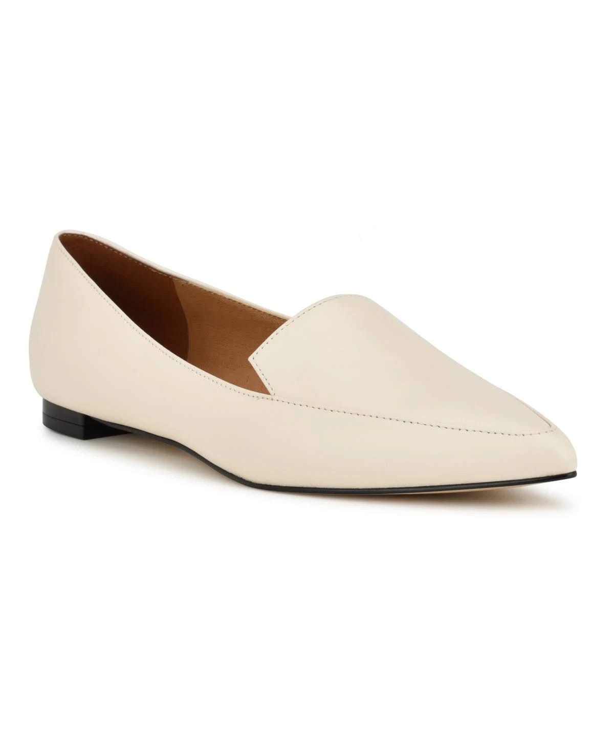 Pointed Toe Ivory Flats with Slip-On Closure | Image