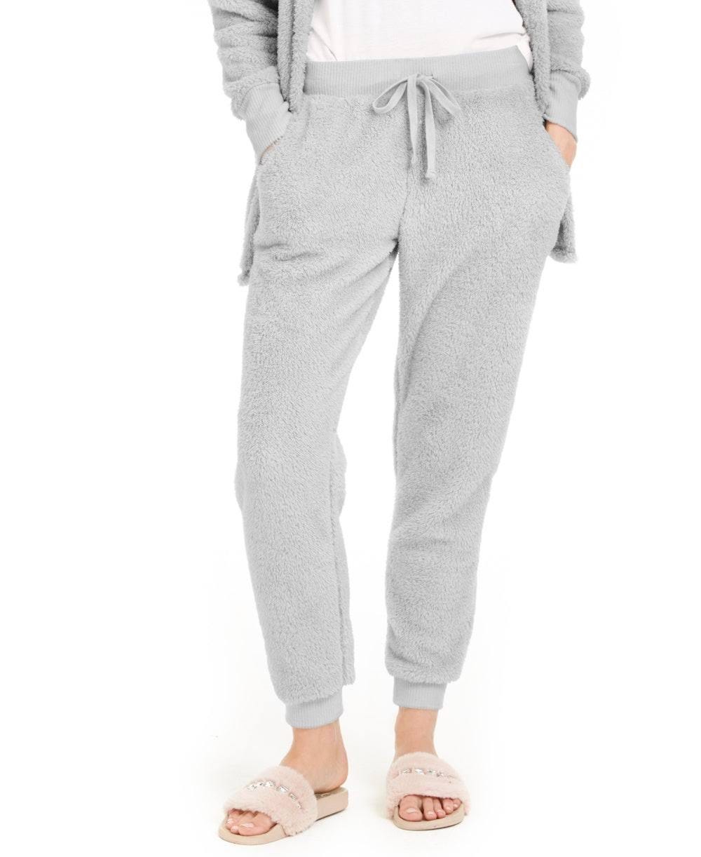 Comfy Gray Hippie Rose Plush Jogger Pants for Juniors | Image