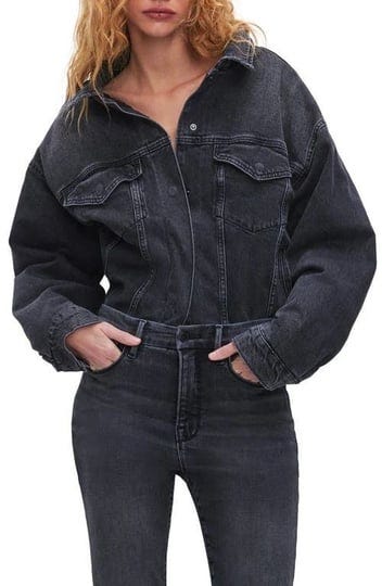 good-american-cotton-denim-trucker-jacket-in-black281-at-nordstrom-size-small-1