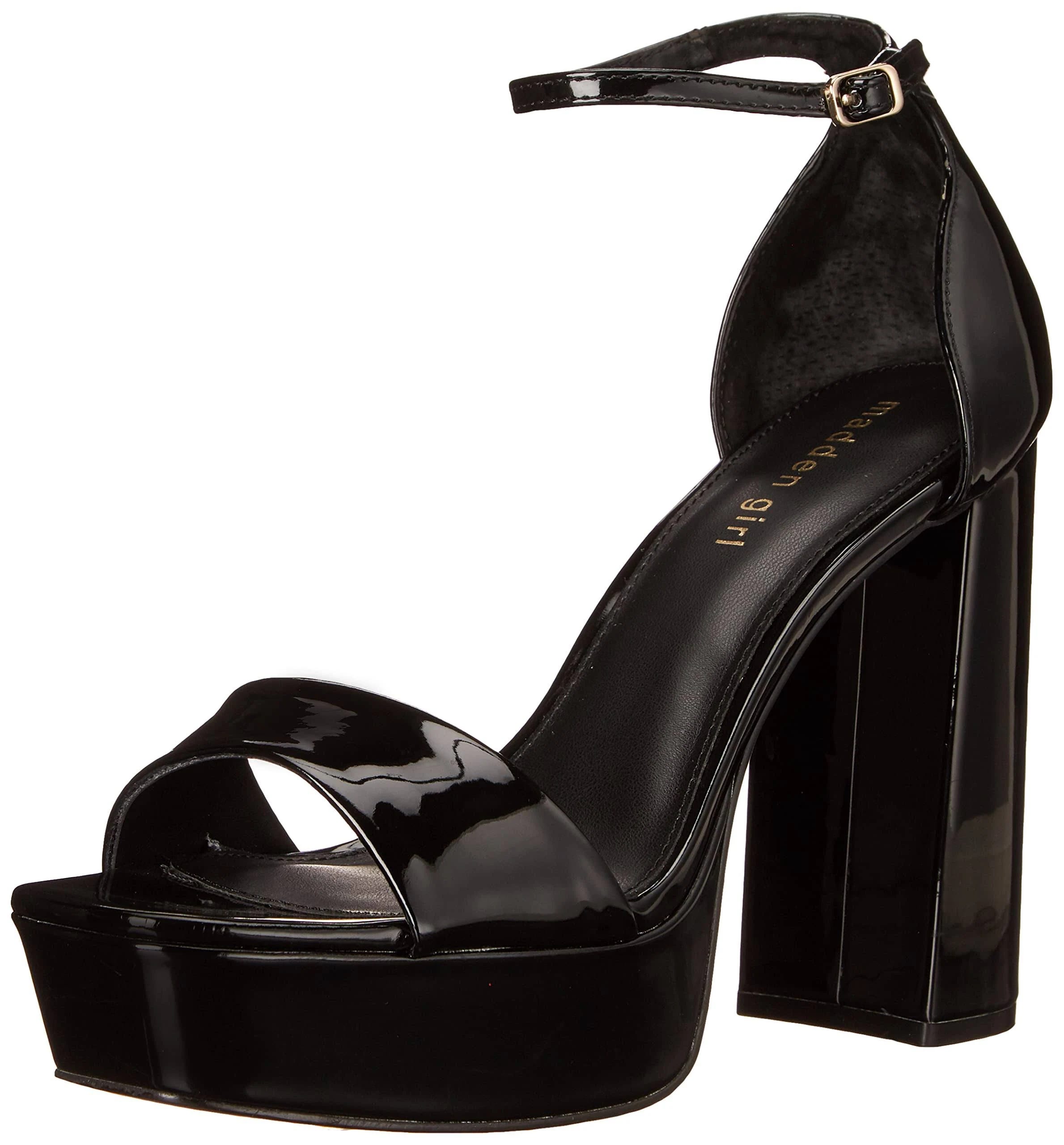 Stylish Madden Girl Omega Black Flatform Dress Sandals | Image