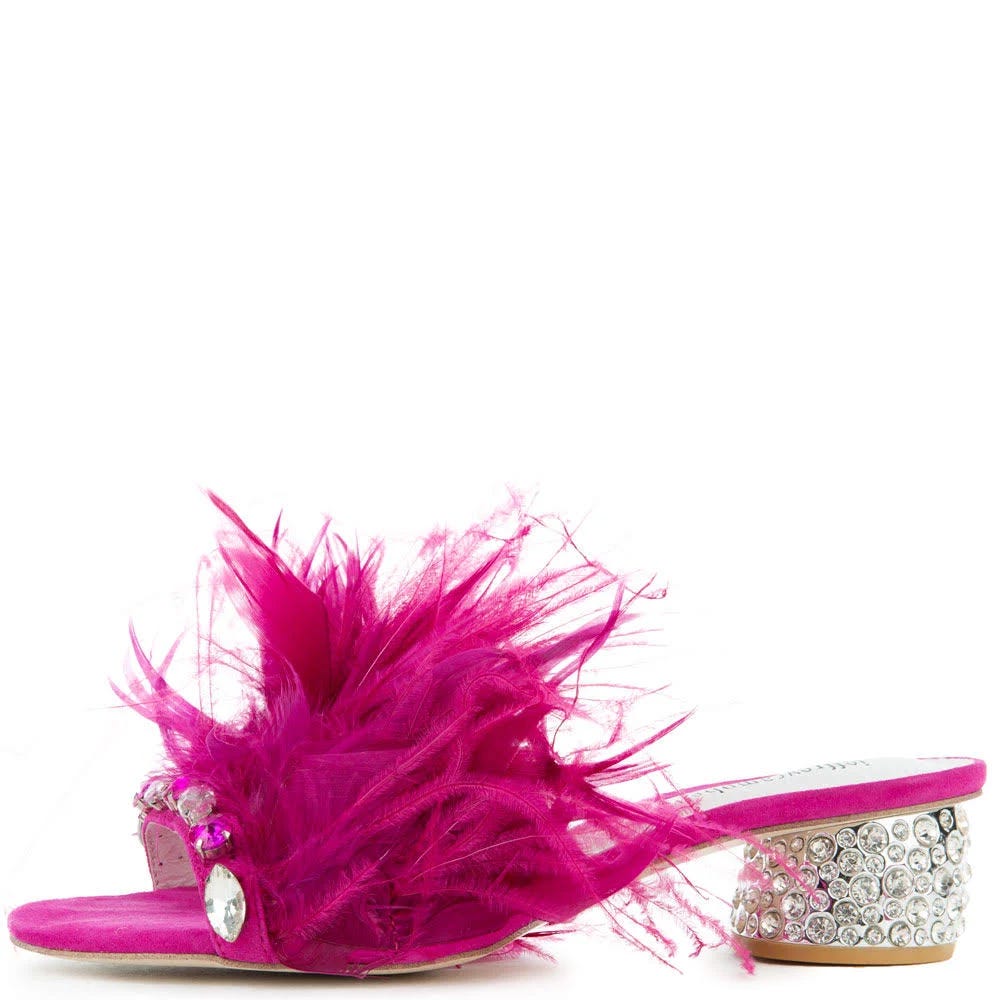 Pink Rhinestone Heels with Feathers | Image