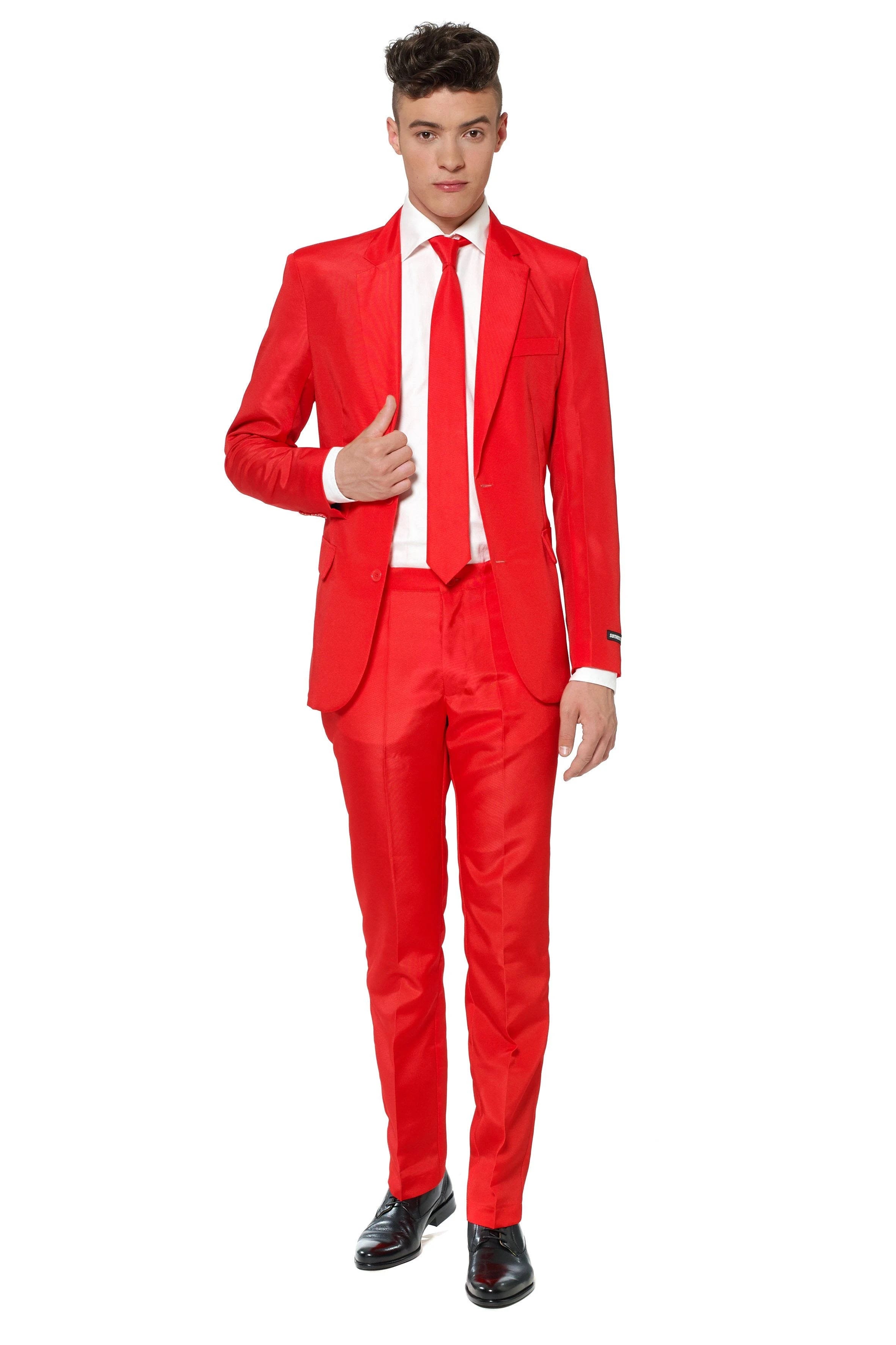 Suitmeister Men's Vivid Red 3-Piece Fashion Suit | Image