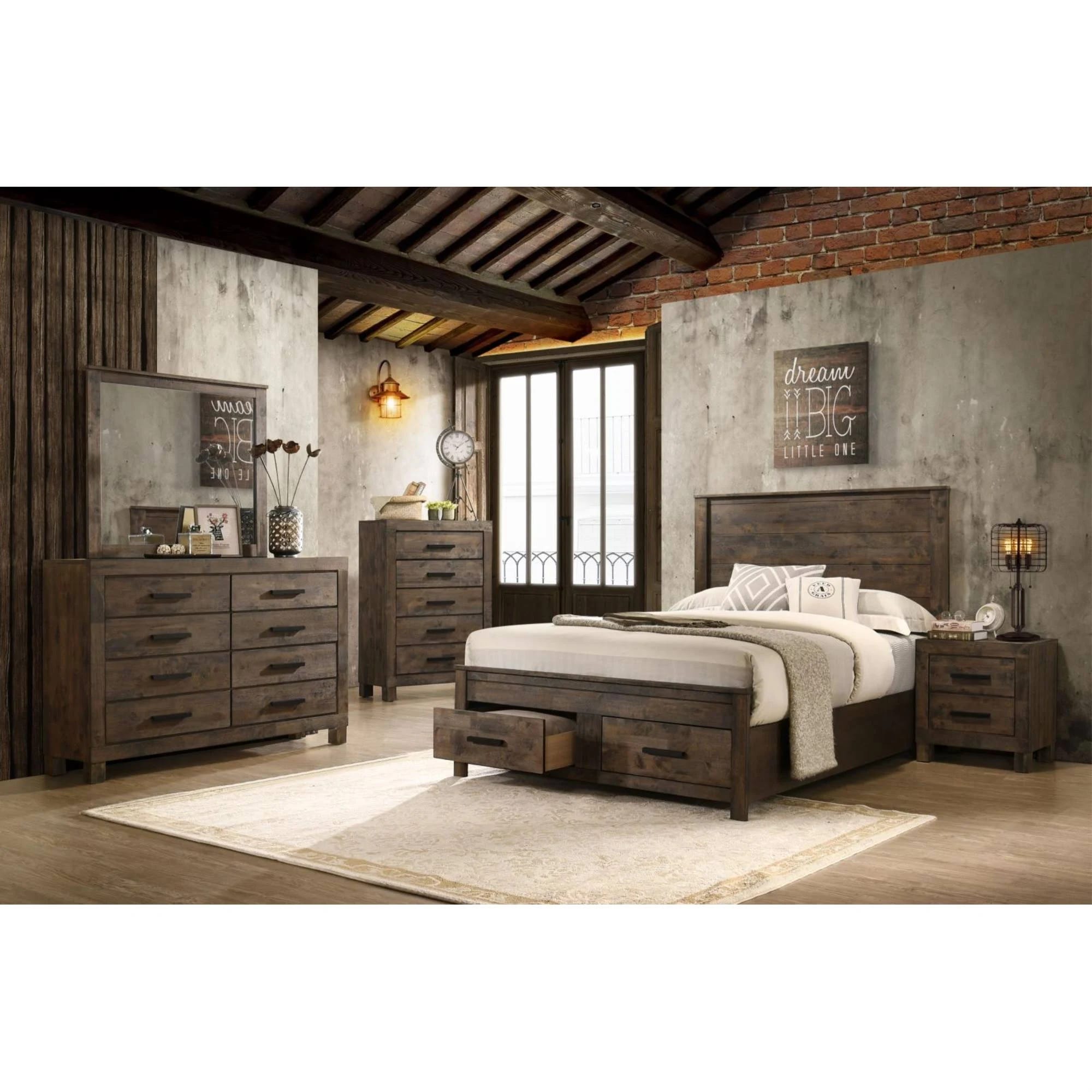 Rustic Golden Brown California King Storage Bedroom Set | Image