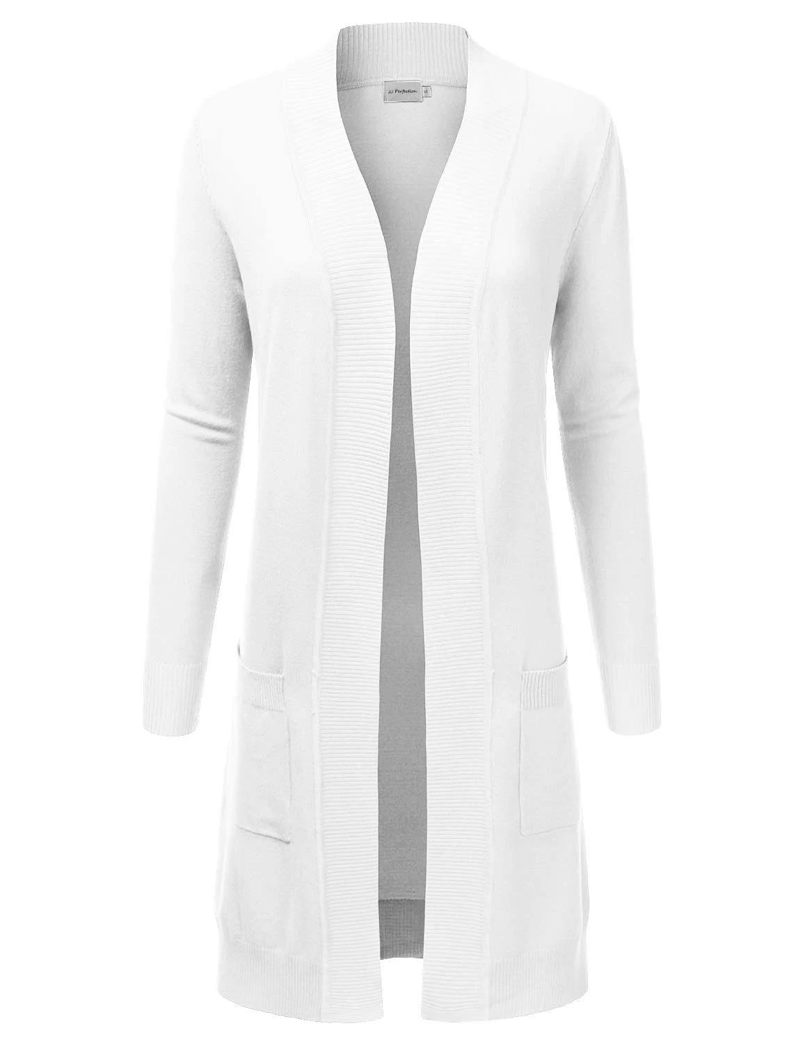 Stylish White Knitted Cardigan with Pockets | Image